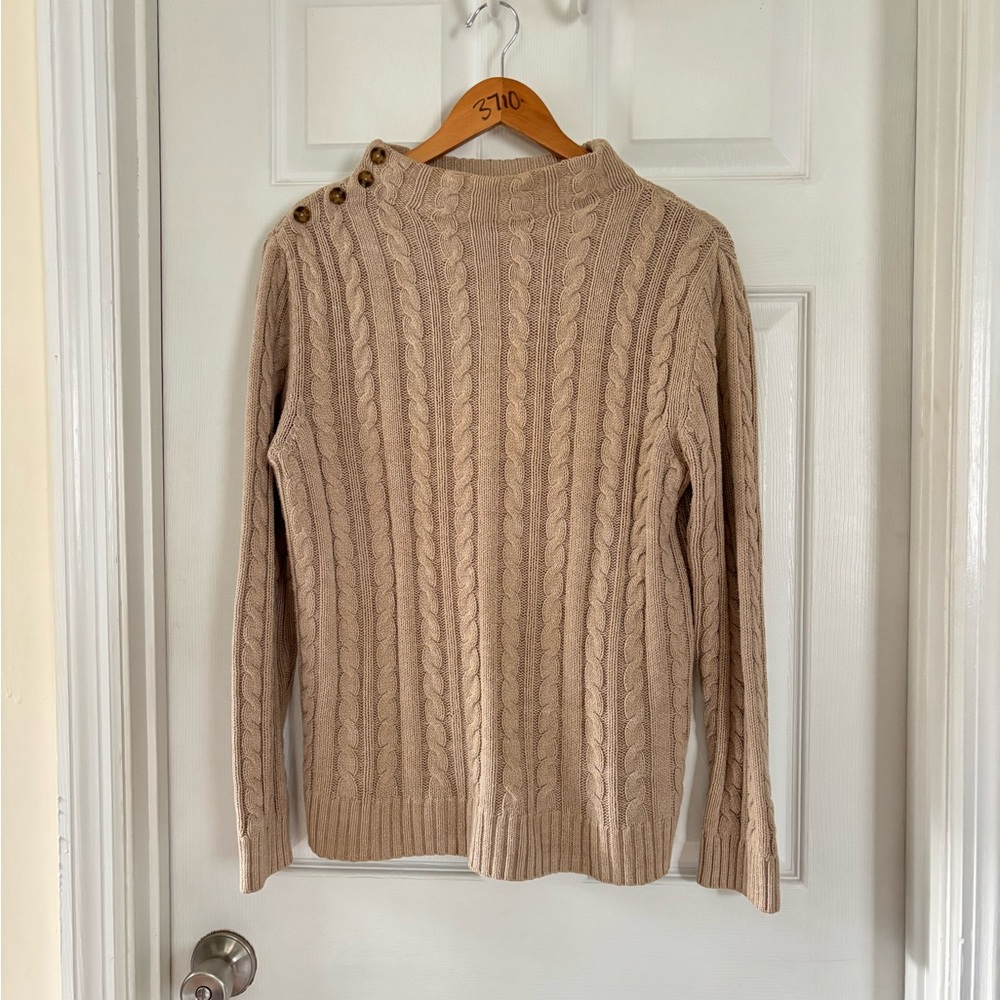 Croft & Barrow Tan Cable Knit Turtleneck Sweater